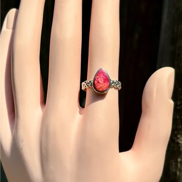 Kingsman Turquoise Pink & Orange Dahlia Ring - Picture 9 of 14